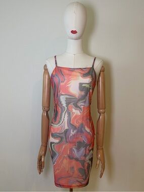 H&M Divided Y2K Abstract Mesh Mini Dress - Size M